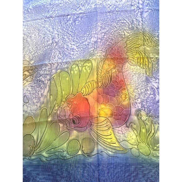CEL BY Other - VTG 90s Caribbean Blue Gold Fish Bathing Swimsuit Cover Sarong Beach Wrap India